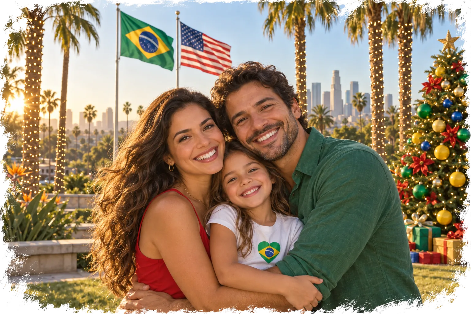 Brazilian family celebrating Christmas in Los Angeles